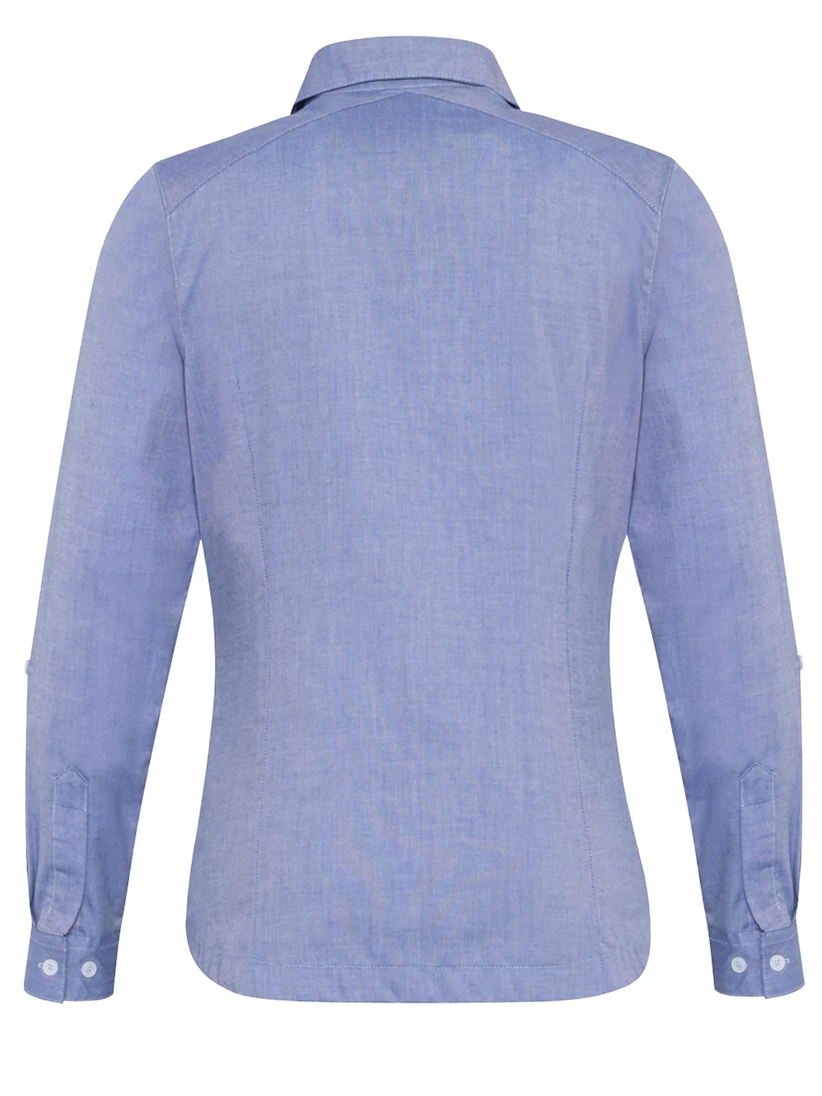 Sky blue oxford blouse rear view