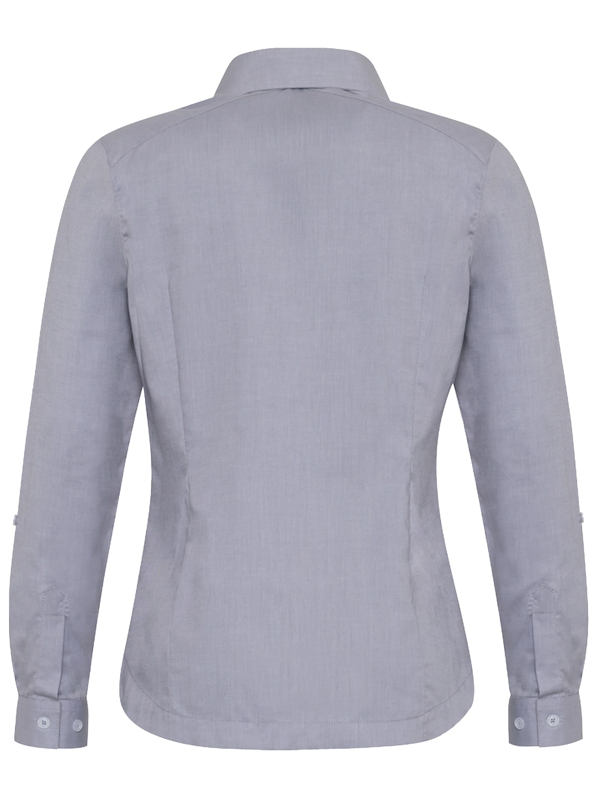 gray oxford blouse rear view