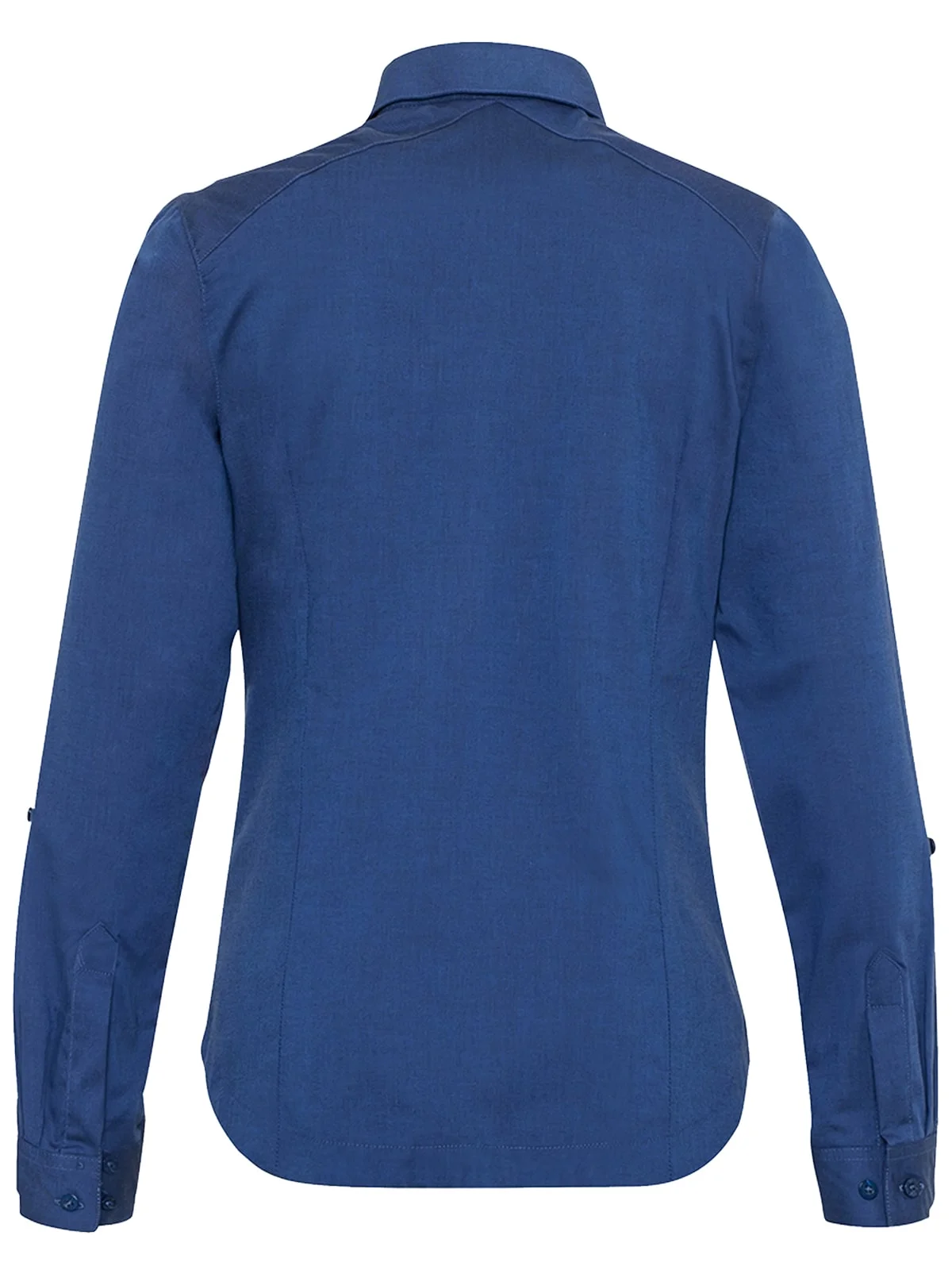 Navy blue oxford blouse rear view