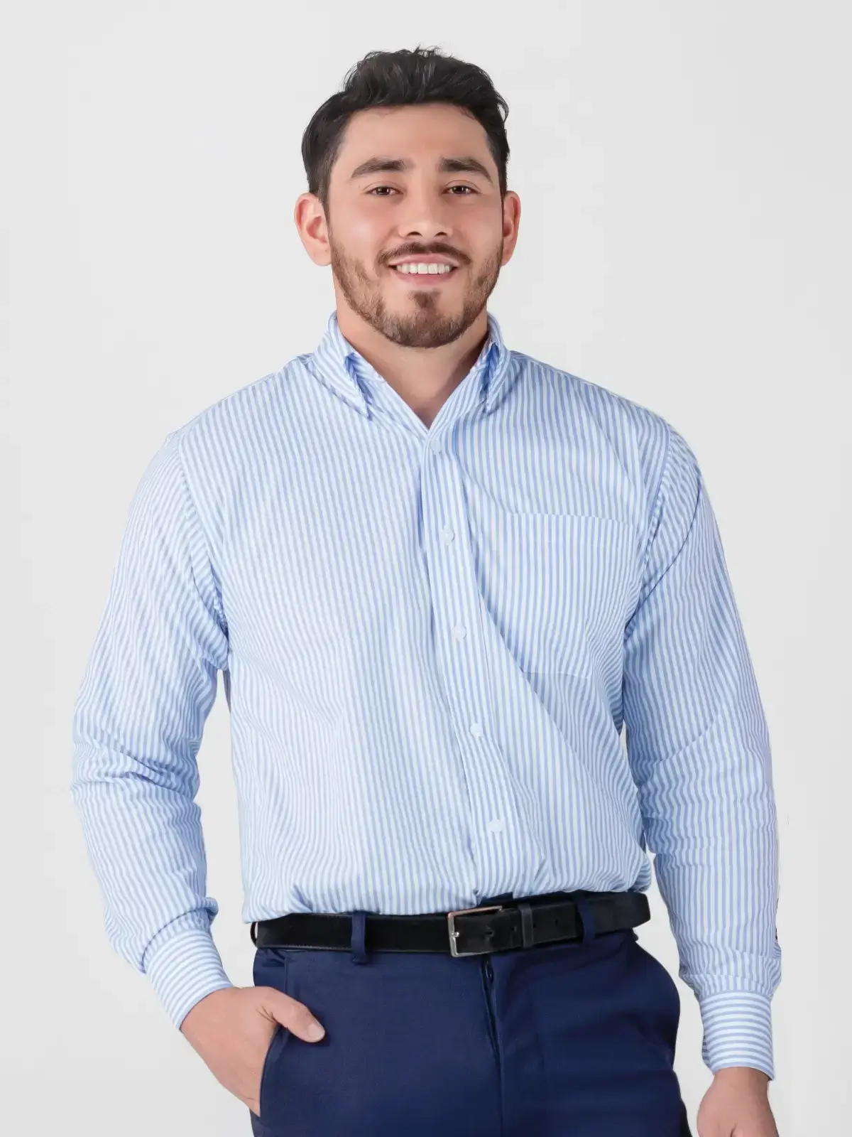 camisa de raya azul cielo 