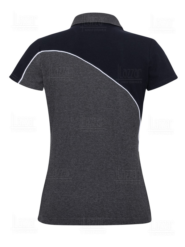 Ladies Placencia Combined Polo T-Shirt in navy blue color