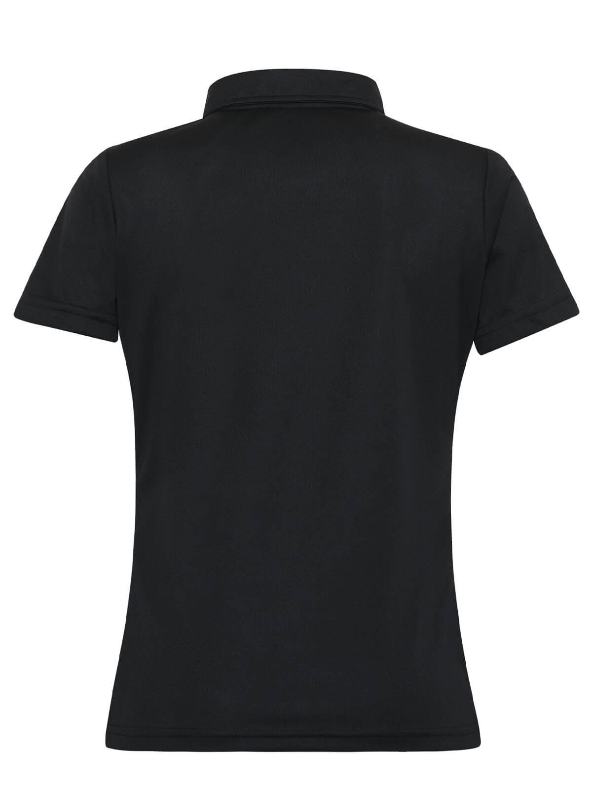 P900 black polo shirt for women rear view