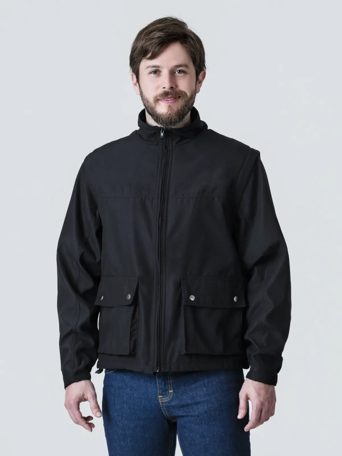 jacket with removable sleeves in black