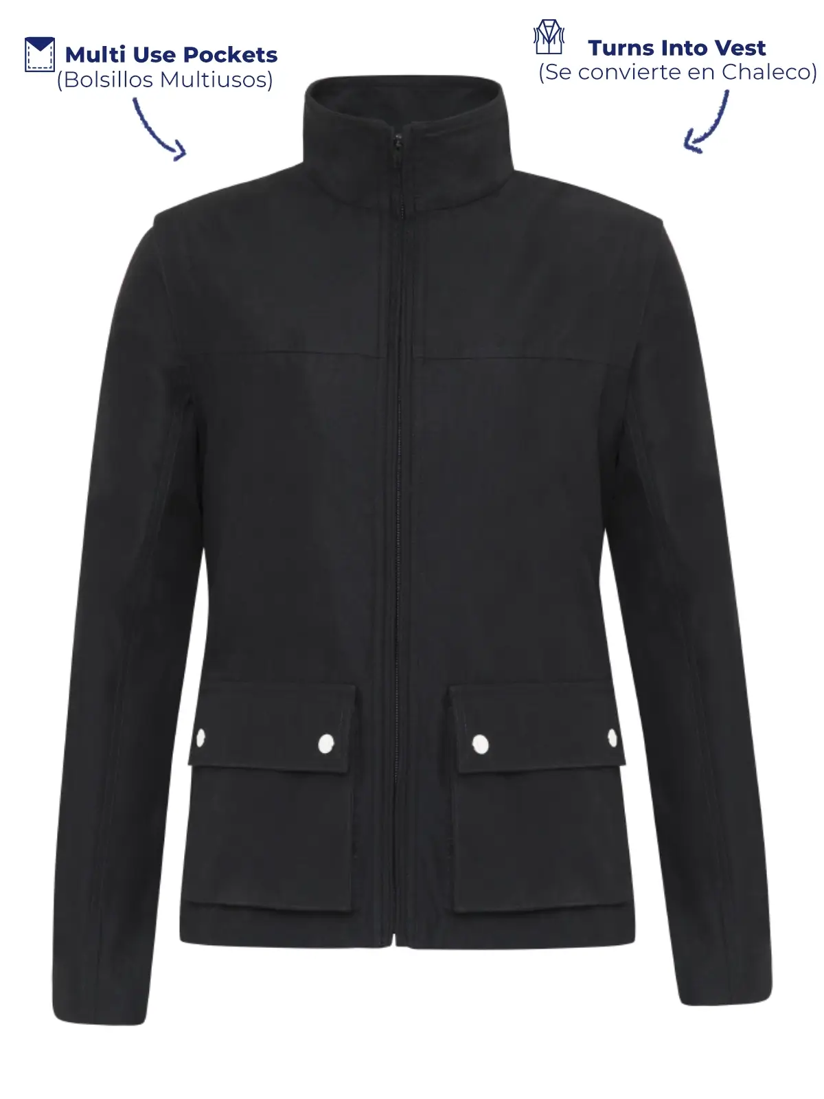 jacket removable sleeves black