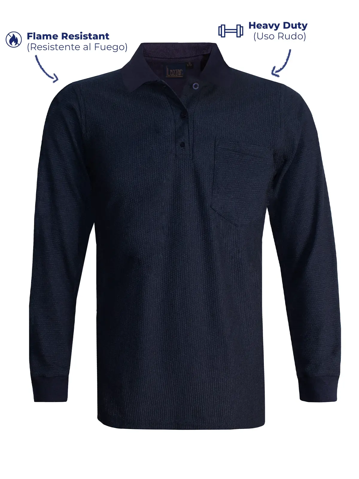 Flame retardant polo shirt navy blue color