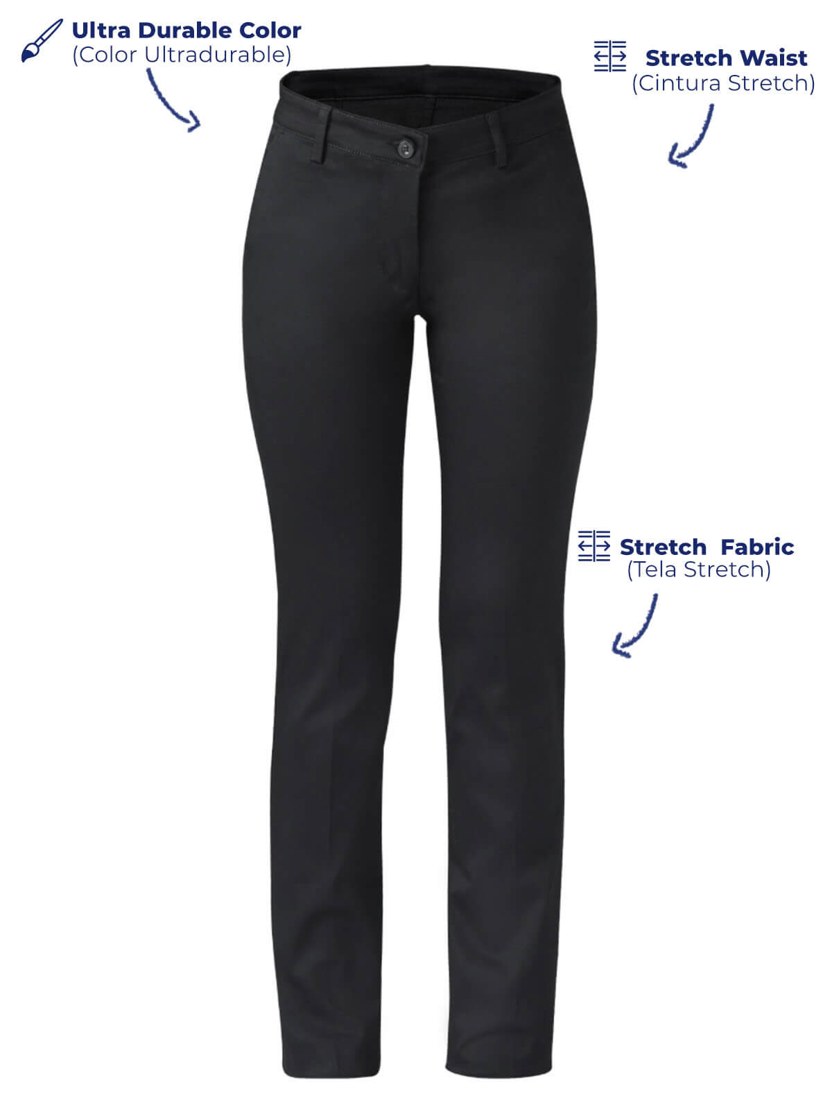 Black executive pants for women front view