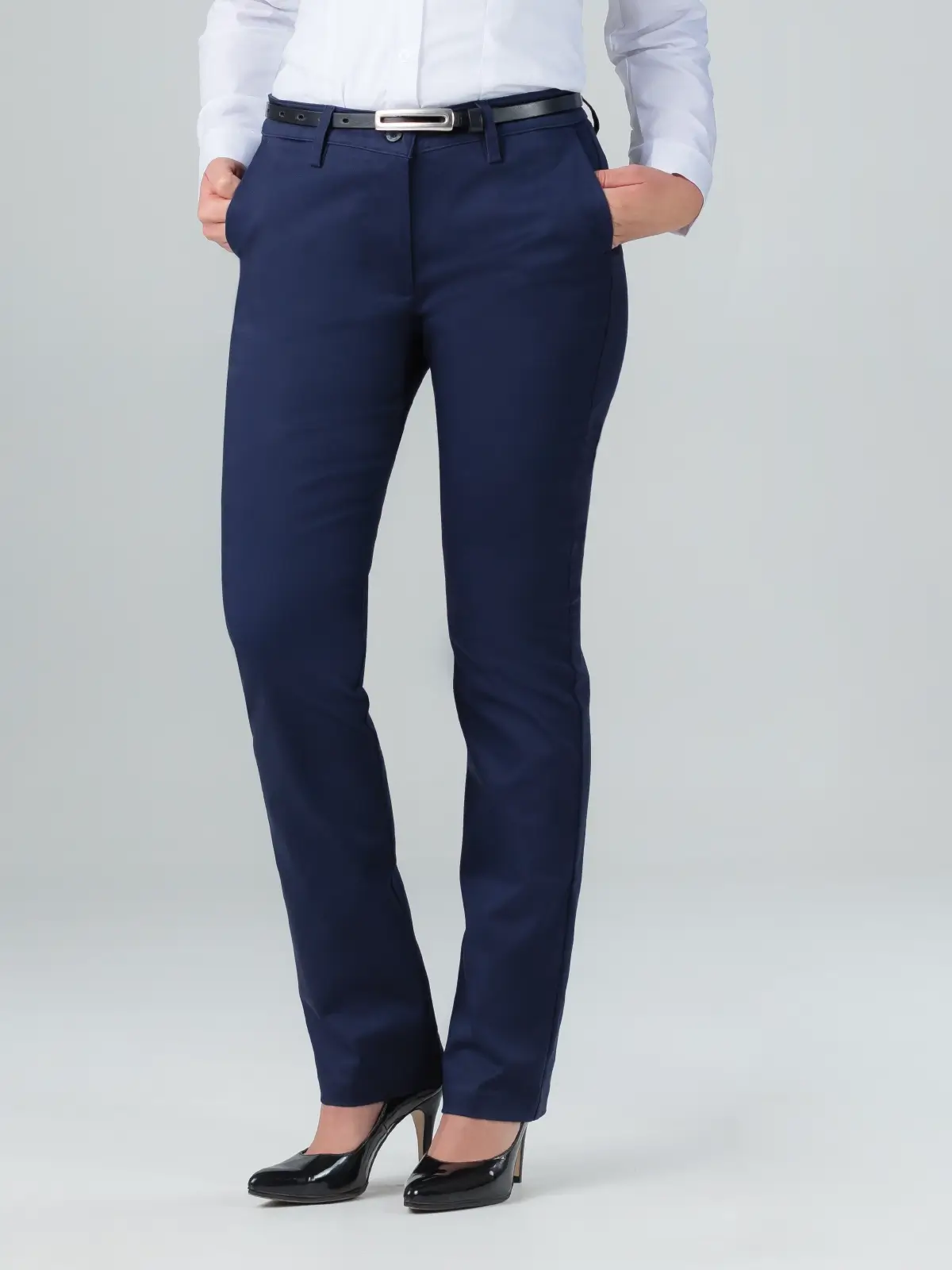 Navy executive pants for women front view