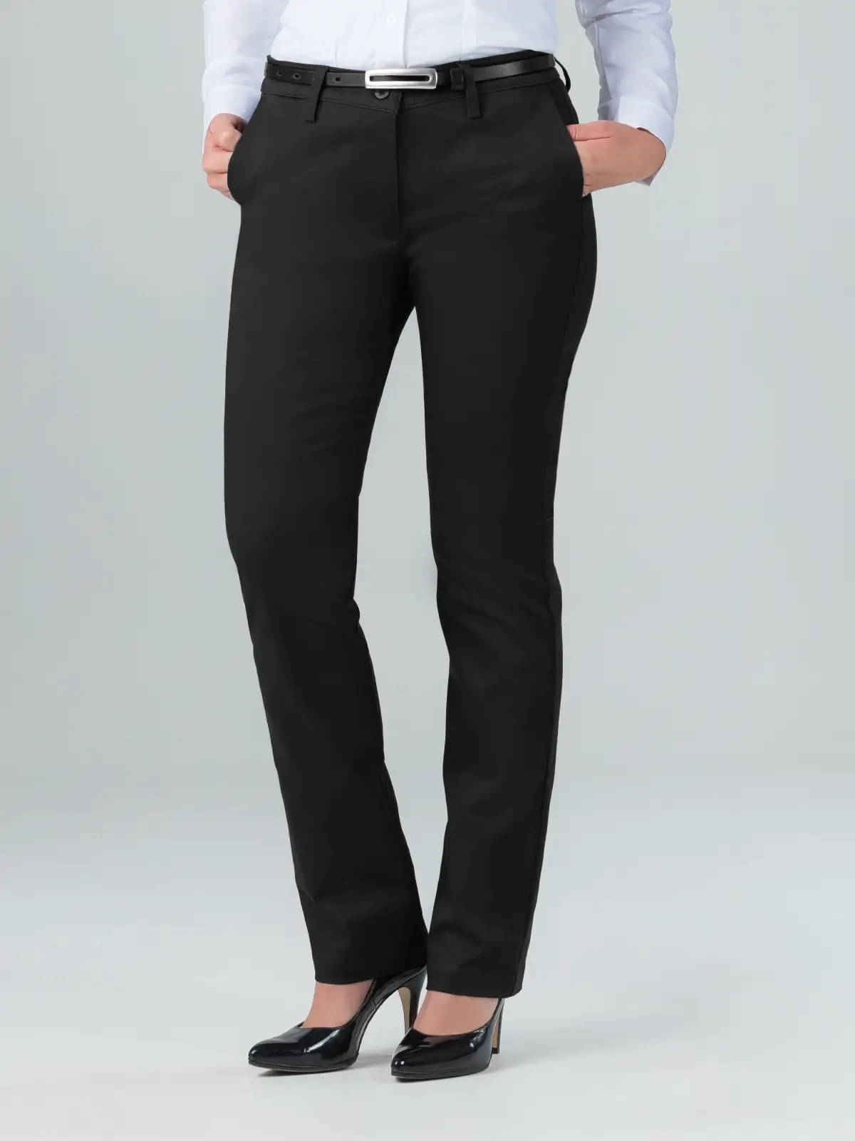 Black executive pants for women front view