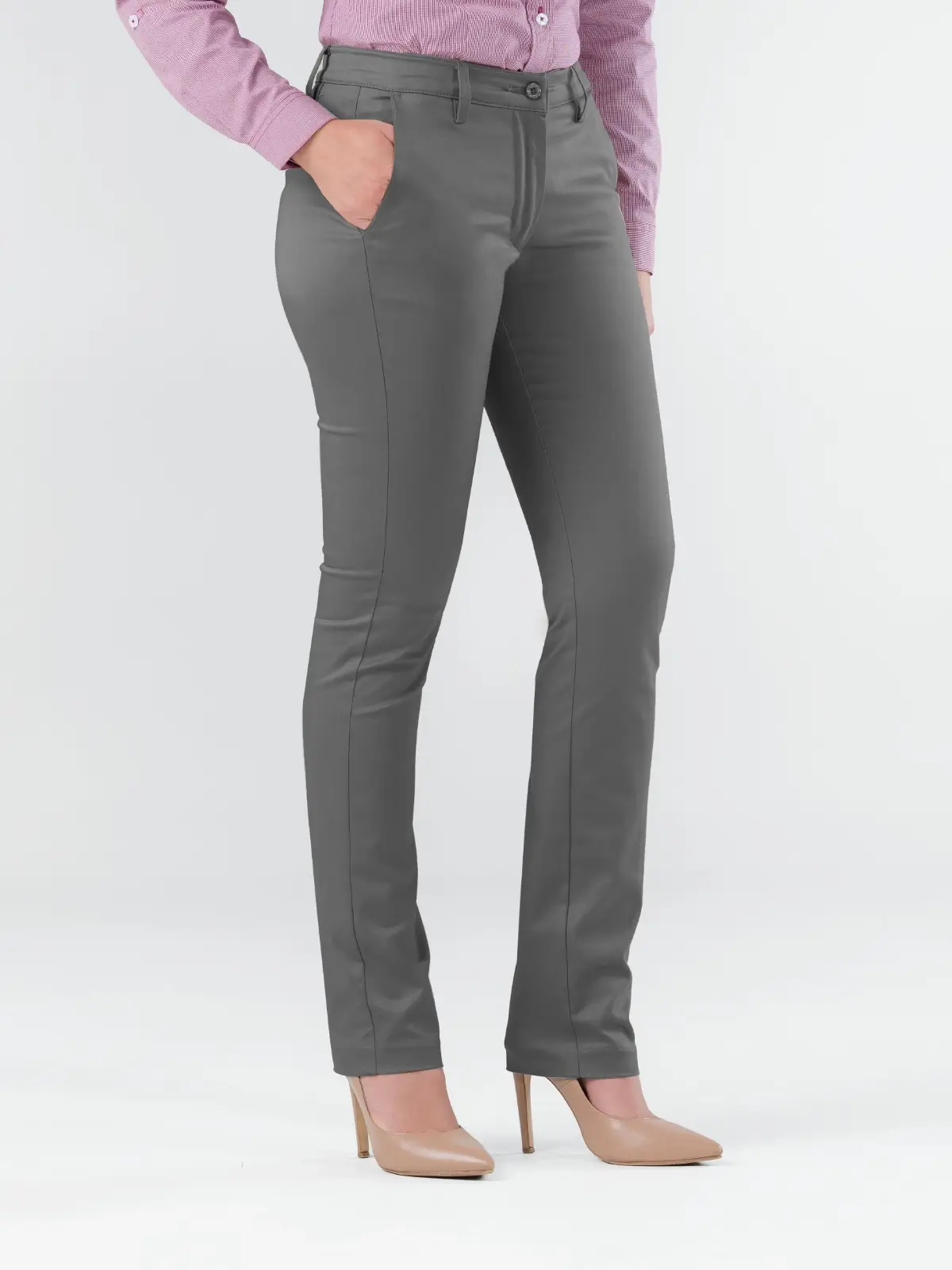 Gray executive pants for women front view