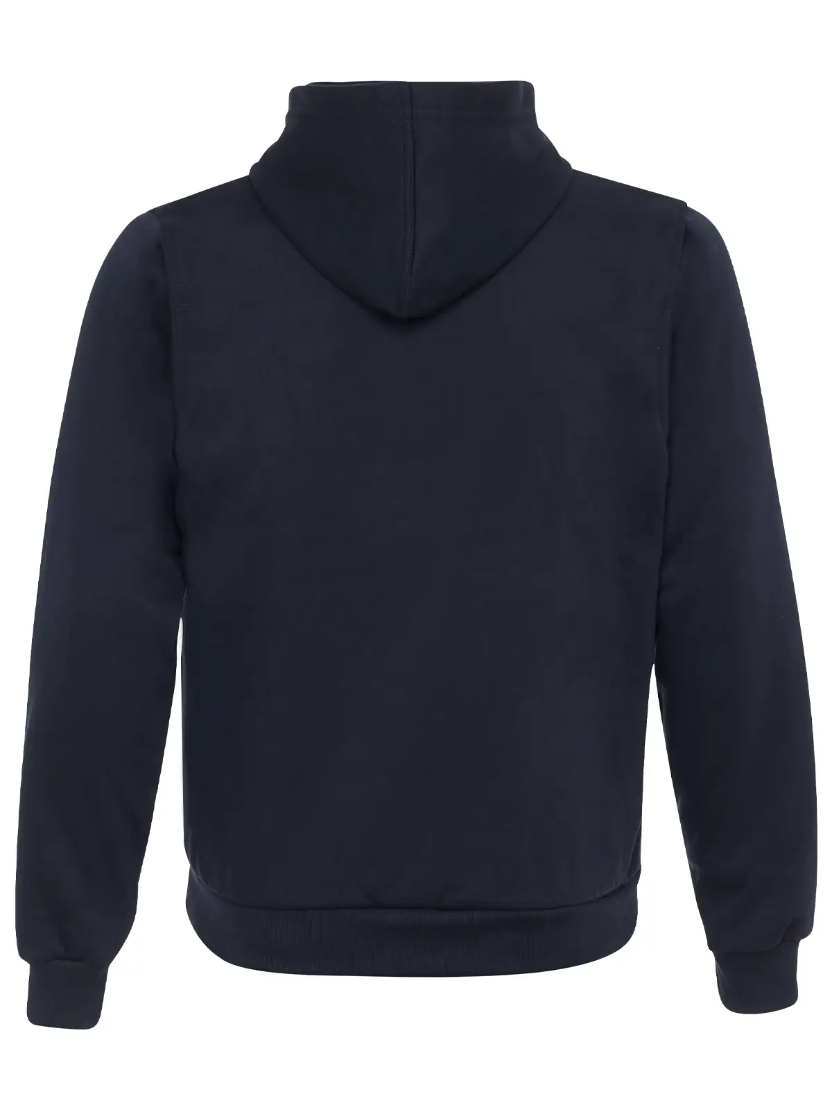 Sweatshirt with zipper and cap rear view