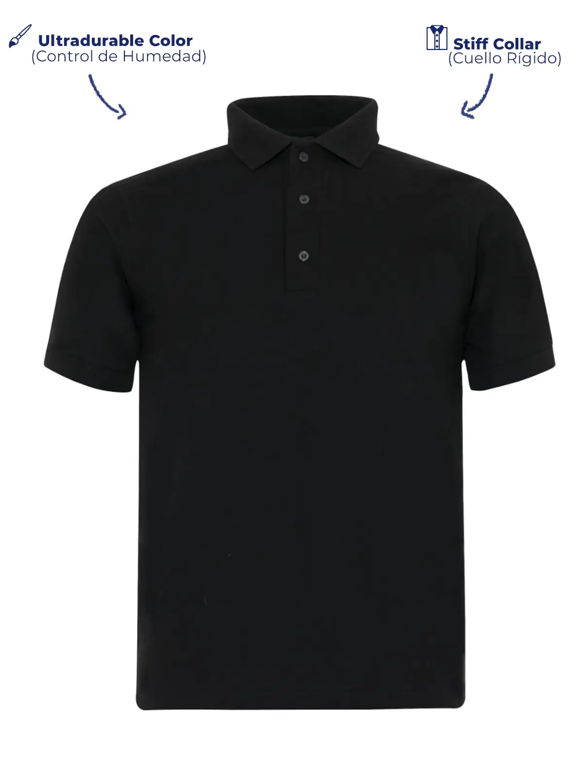 Playera Tipo Polo Pique P500  color negro para caballero