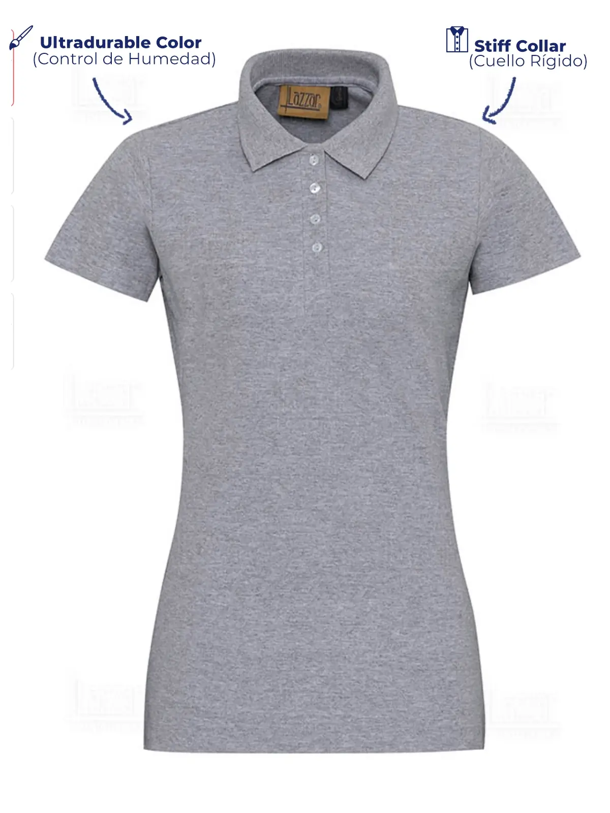 CAMISA TIPO POLO GRIS JASPE ESPALDA