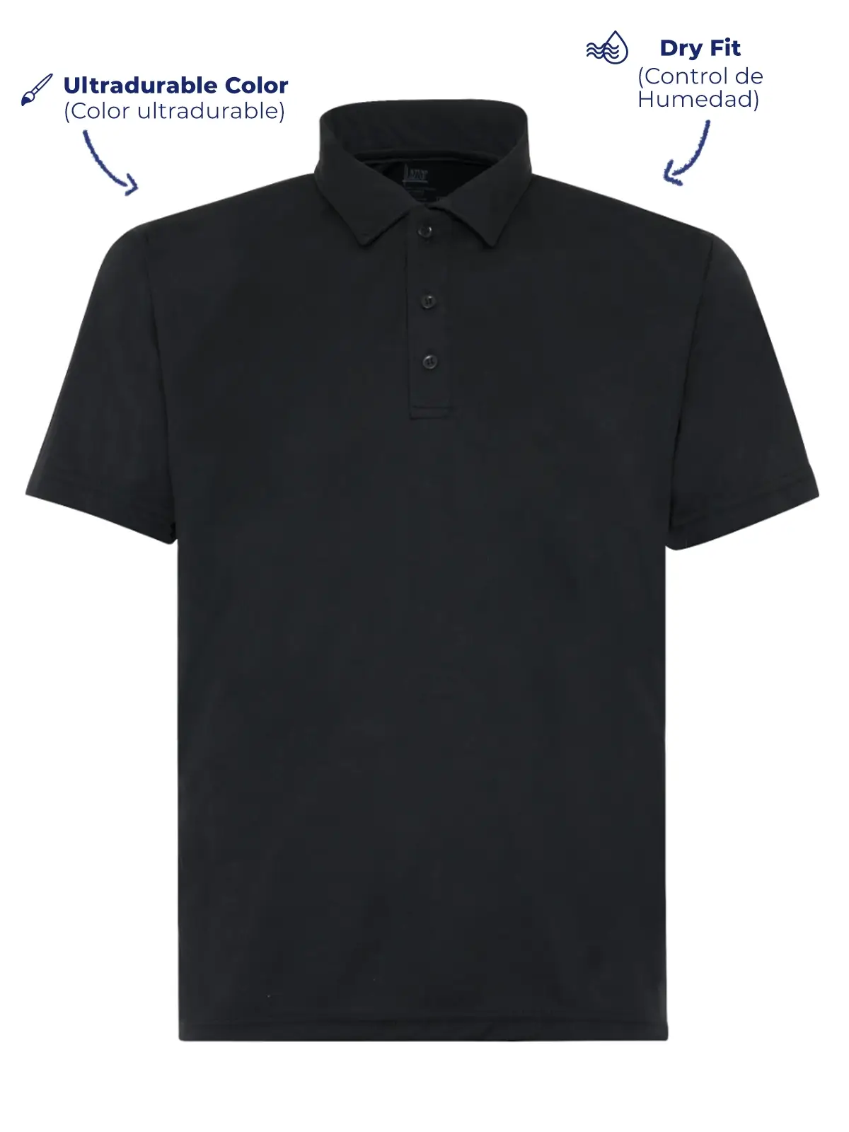 Men's P 900 dry fit polo shirt black front view