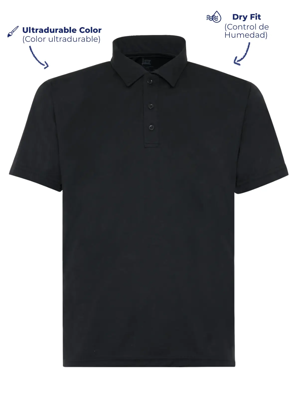 Polo Dry-fit P-900 negra frente hombre