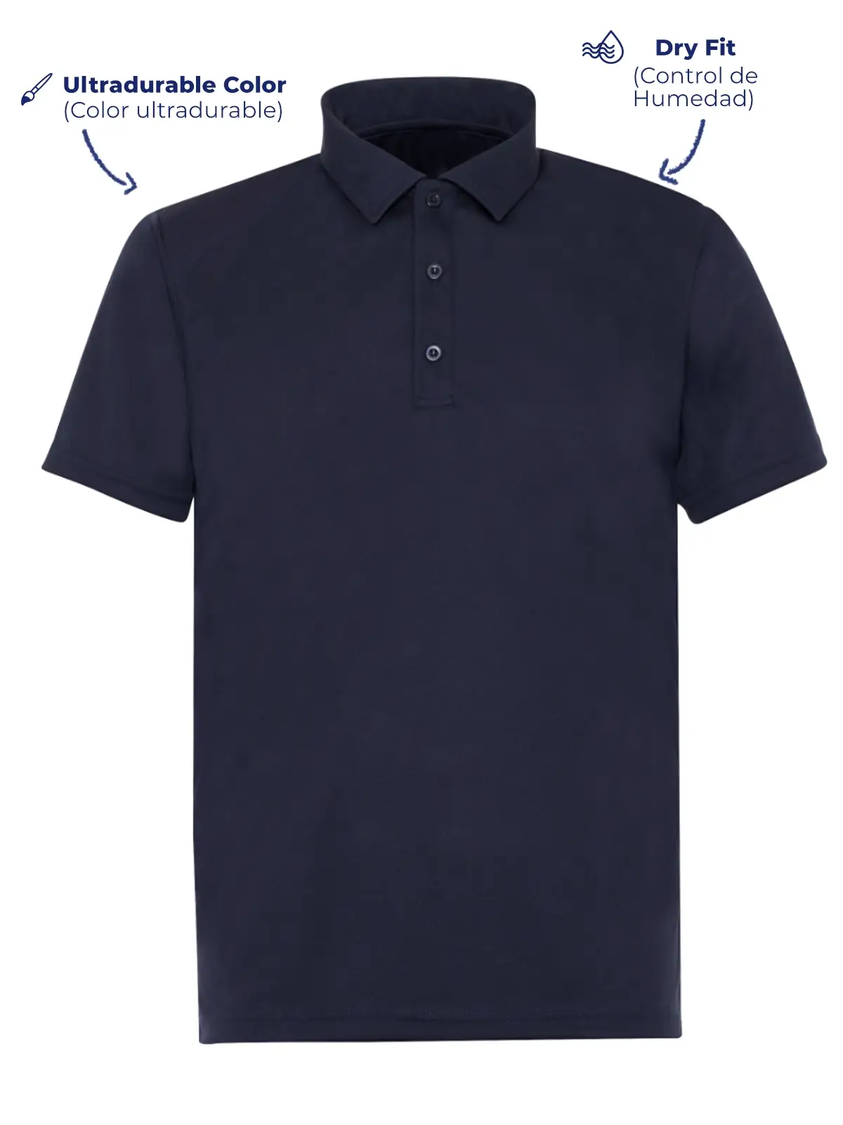 Men's Dry fit P 900 navy blue polo shirt front view