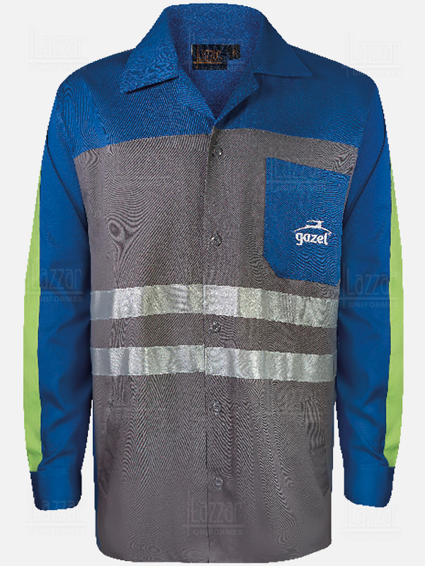 Blue shirt with reflective ribbons for men