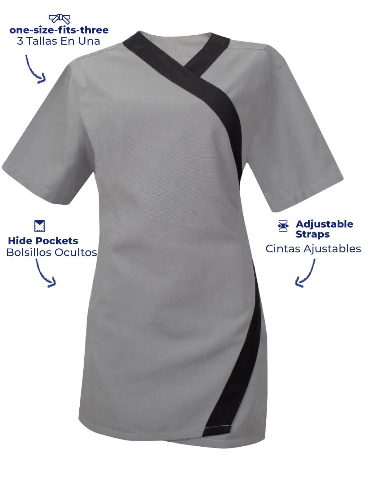gray short sleeves waitress gown for waitress