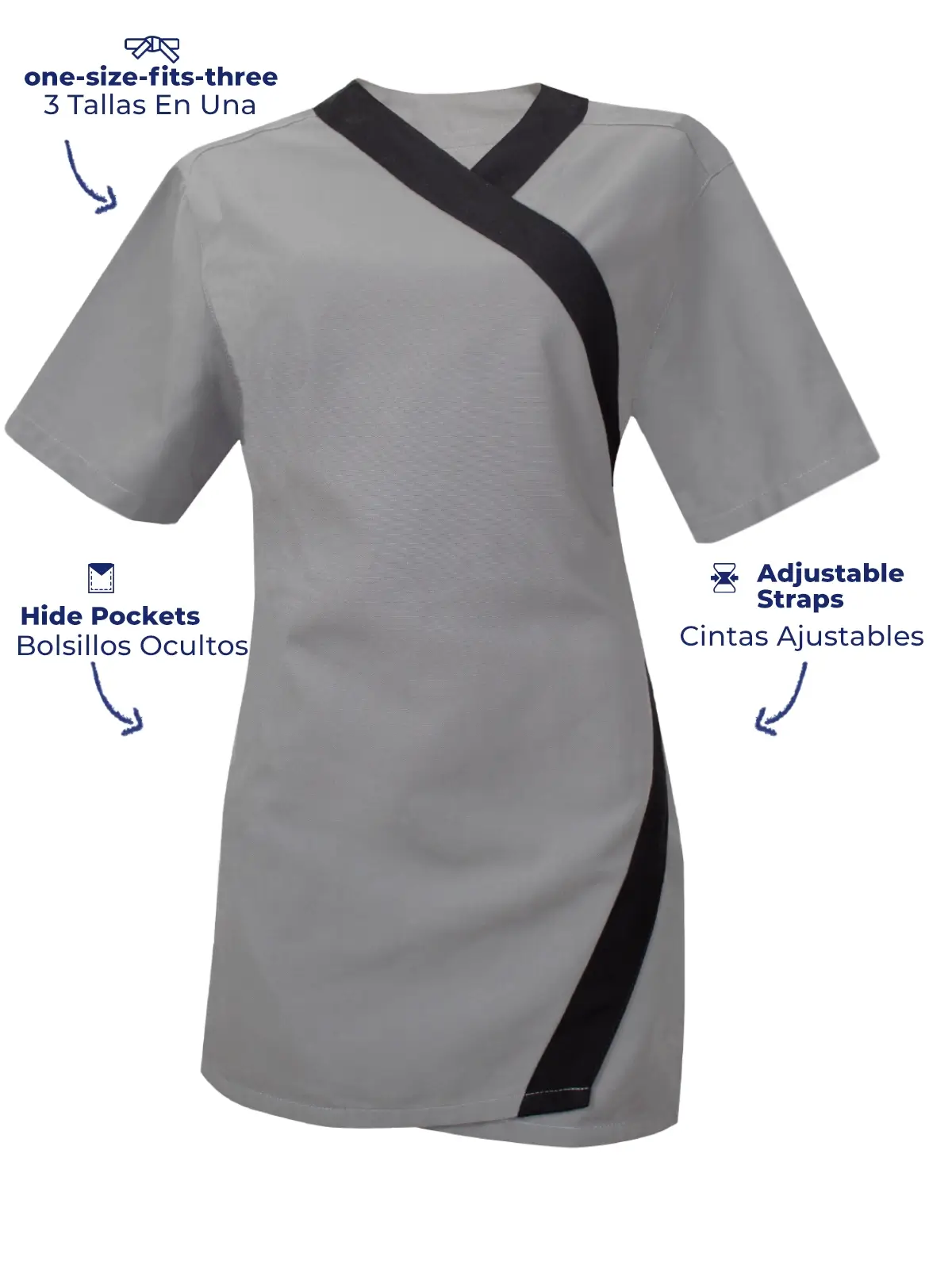 gray short sleeves waitress gown for waitress