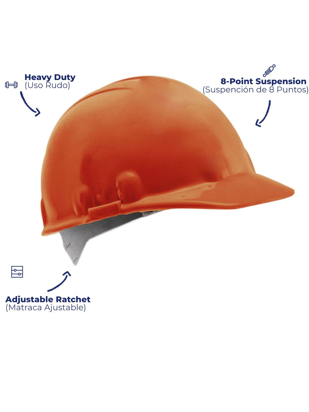 Orange safety helmet for construction