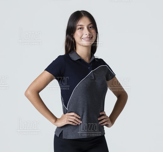 Playera polo combinada para mujer