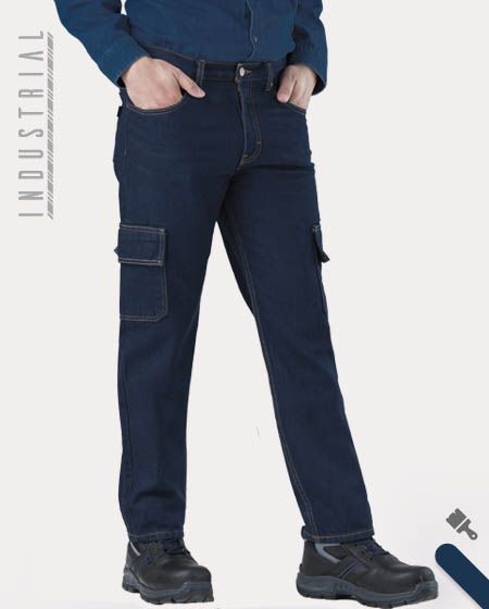 Heavy-Duty Cargo Denim Pants