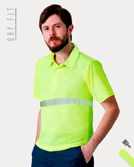 Playera Polo Amarillo Neón para Hombre
