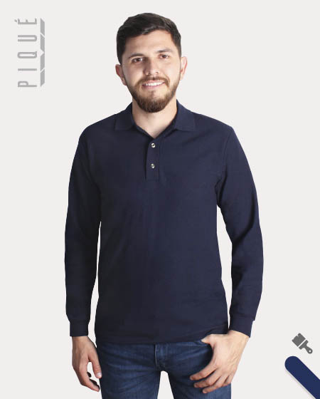 Playera Tipo Polo Manga Larga 